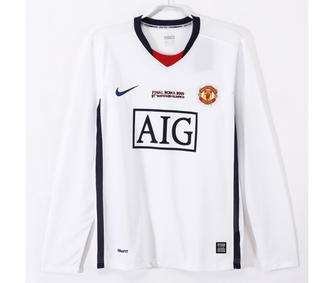 Manchester United FC Men Away Champions League Long Sleeve Retro Soccer Jersey 2008