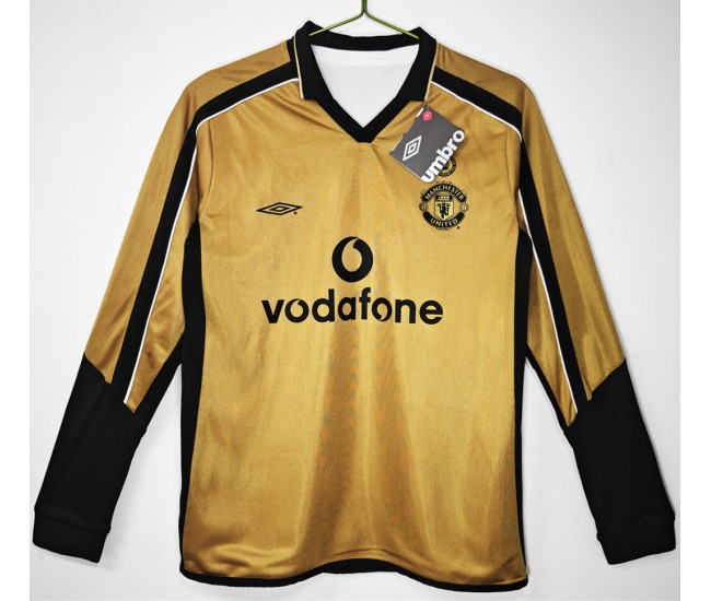 Manchester United FC Men Away Long Sleeve Retro Soccer Jersey 2001