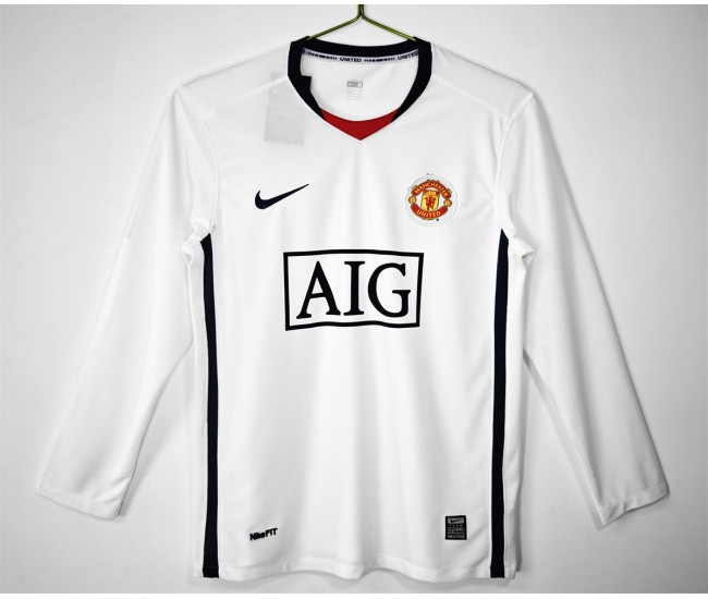 Manchester United FC Men Away Long Sleeve Retro Soccer Jersey 2008