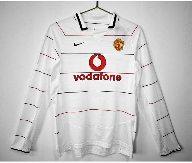Manchester United FC Men Away Long Sleeve Retro Soccer Jersey 2004
