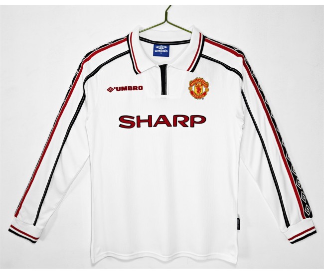 Manchester United FC Men Away Long Sleeve Retro Soccer Jersey 1998