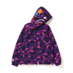 Bape Color Camo Shark zip hoodie Purple