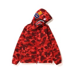 Bape Color Camo Shark zip hoodie Bright Red
