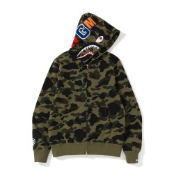 Bape 1st Camo Shark zip hoodie Army Green
