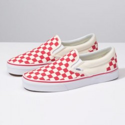 Vans Men Shoes Primary Check Slip-On Racing Red/Off White