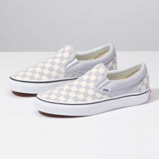 Vans Men Shoes Checkerboard Slip-On Gray Dawn/True White
