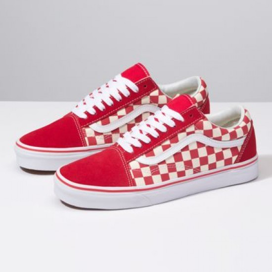 Vans Men Shoes Primary Check Old Skool Racing Red/Off White