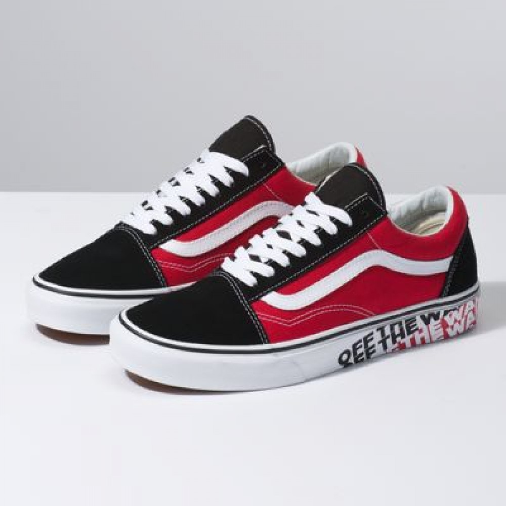 red and black off the wall vans