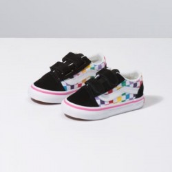 Vans Kids Shoes Toddler Checkerboard Old Skool V Rainbow/True White