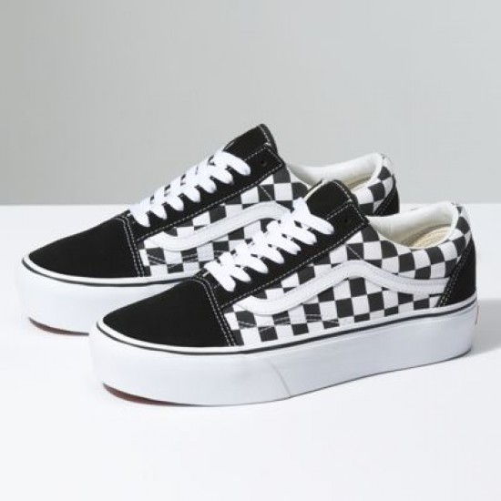 Vans Women Shoes Checkerboard Old Skool Platform black/true white
