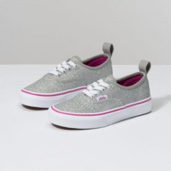 Vans Kids Shoes Kids Glitter Textile Authentic Elastic Lace Silver/True White