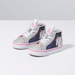 Vans Kids Shoes Toddler Digi Unicorn Sk8-Hi Zip Black/True White