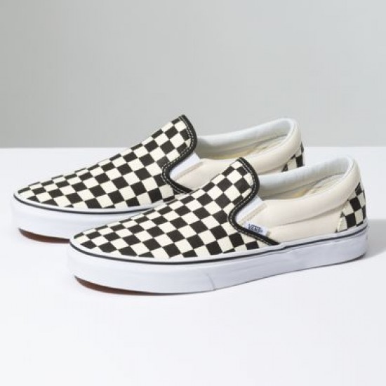 Vans Women Shoes Checkerboard Slip-On Black/Off White