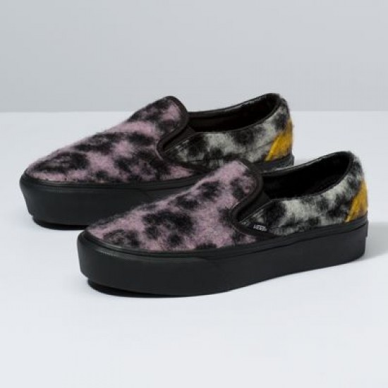 Vans Women Shoes Mix Leopard Slip-On Platform Multi/Black