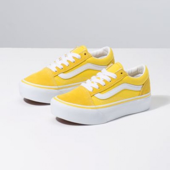 Vans Kids Shoes Kids Old Skool Platform Vibrant Yellow/True White