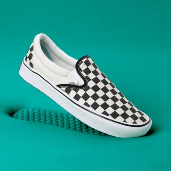 Vans Women Shoes ComfyCush Checkerboard Slip-On Black/Off White