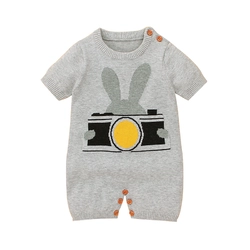 100% Cotton Baby Knitted Short Sleeve Romper 82W376