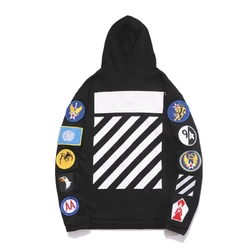 2020 New Arrivals OFF-WHITE Striped Armband Hoodie Black