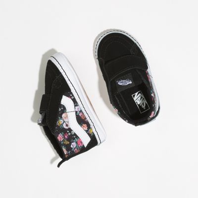 Vans Kids Shoes Infant Butterfly Floral Sk8-Hi Crib Black/Black