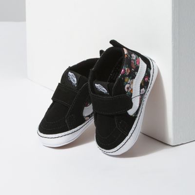 Vans Kids Shoes Infant Butterfly Floral Sk8-Hi Crib Black/Black