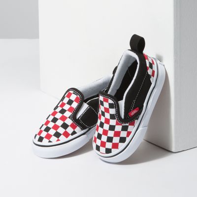 Vans Kids Shoes Toddler Checkerboard Slip-On V Black/Racing Red