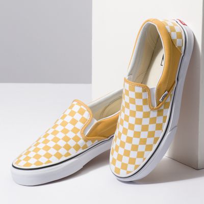 Vans Men Shoes Checkerboard Slip-On Ochre/True White
