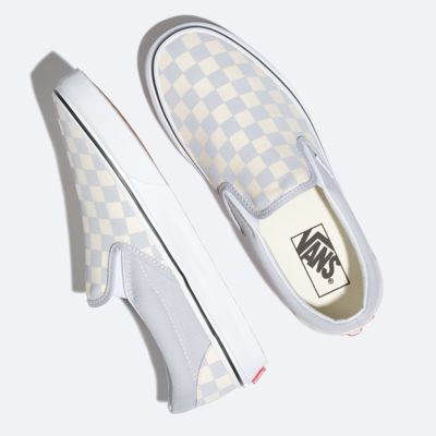 Vans Women Shoes Checkerboard Slip-On Gray Dawn/True White