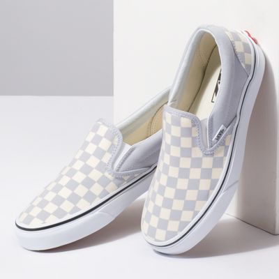 Vans Women Shoes Checkerboard Slip-On Gray Dawn/True White