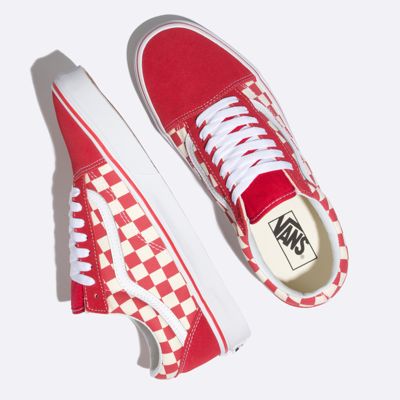 Vans Women Shoes Primary Check Old Skool Racing Red/Off White