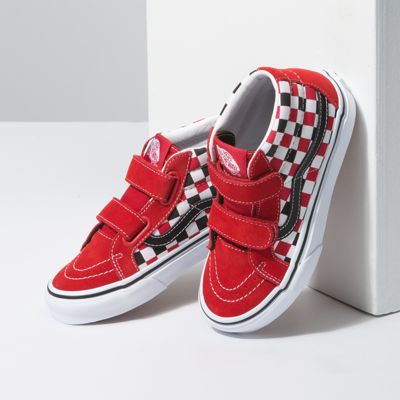 Vans Kids Shoes Kids Checkerboard Sk8-Mid Reissue V Black/Racing Red