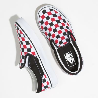 Vans Kids Shoes Kids Checkerboard Slip-On Black/Racing Red