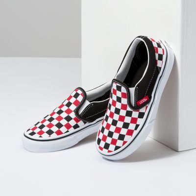 Vans Kids Shoes Kids Checkerboard Slip-On Black/Racing Red