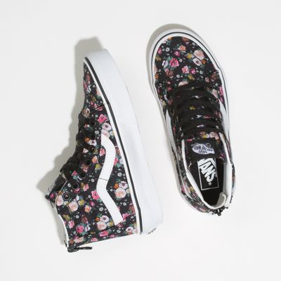 Vans Kids Shoes Kids Butterfly Floral Sk8-Hi Zip Black/Black