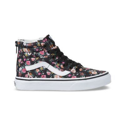 Vans Kids Shoes Kids Butterfly Floral Sk8-Hi Zip Black/Black