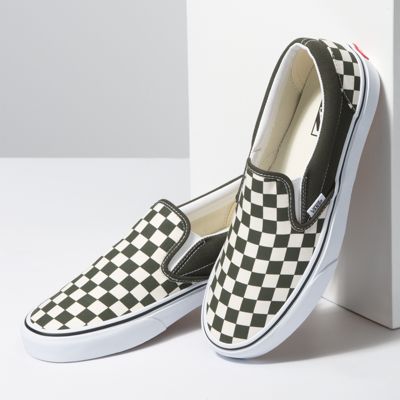 Vans Men Shoes Checkerboard Slip-On Forest Night/True White