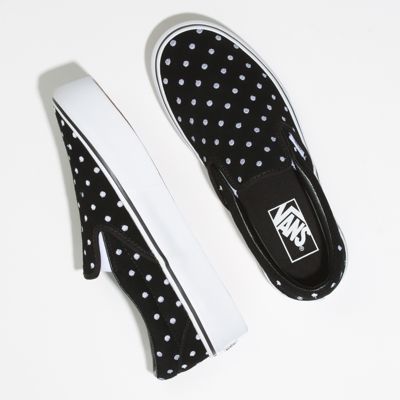 Vans Women Shoes Suede Polka Dot Slip-On Platform Black/True White